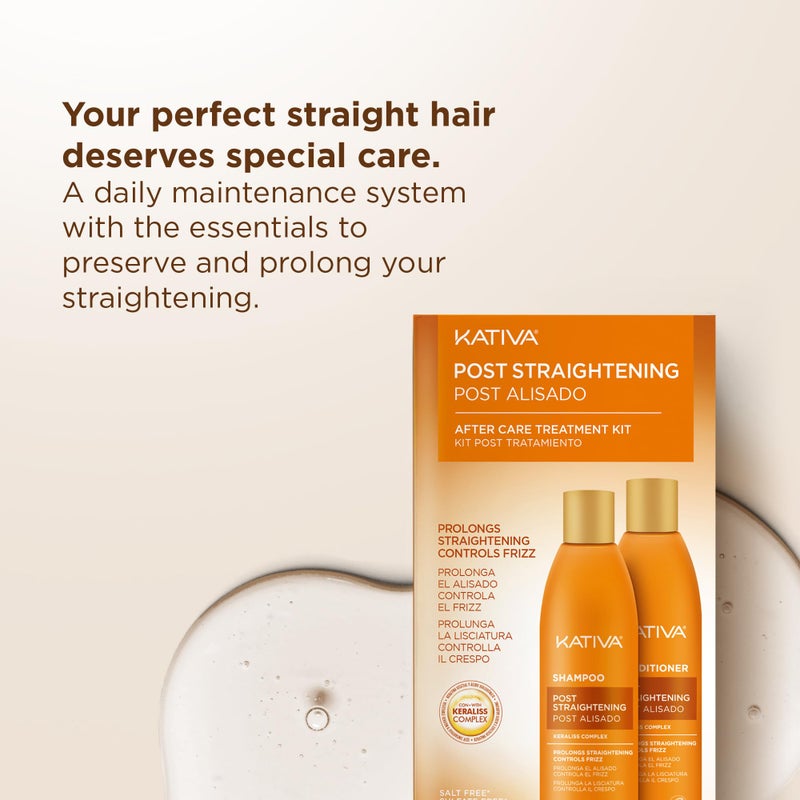 Kativa Post-Straightening Hair Care Kit â€“ Salt-Free Shampoo & Conditioner with Vegetal Keratin & Hyaluronic Acid â€“ Helps Prolong Straightening up to 18 Weeks* - 7.6 Fl Oz Each - Image 4