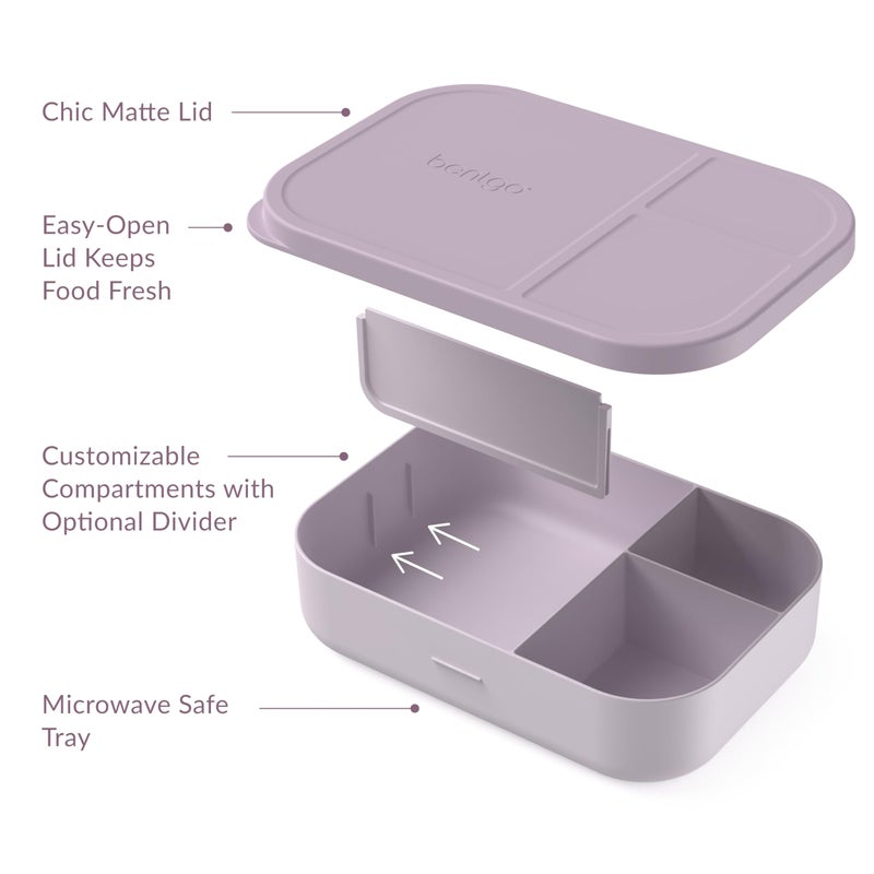 Bentgo® Modern Tray with Matte Lid - Reusable, BPA-Free, Meal Prep Containers for Adults with Removable Divider - 3 or 4 Compartments for Healthy Portioned Meals At Home & On the Go (Orchid) - Image 4