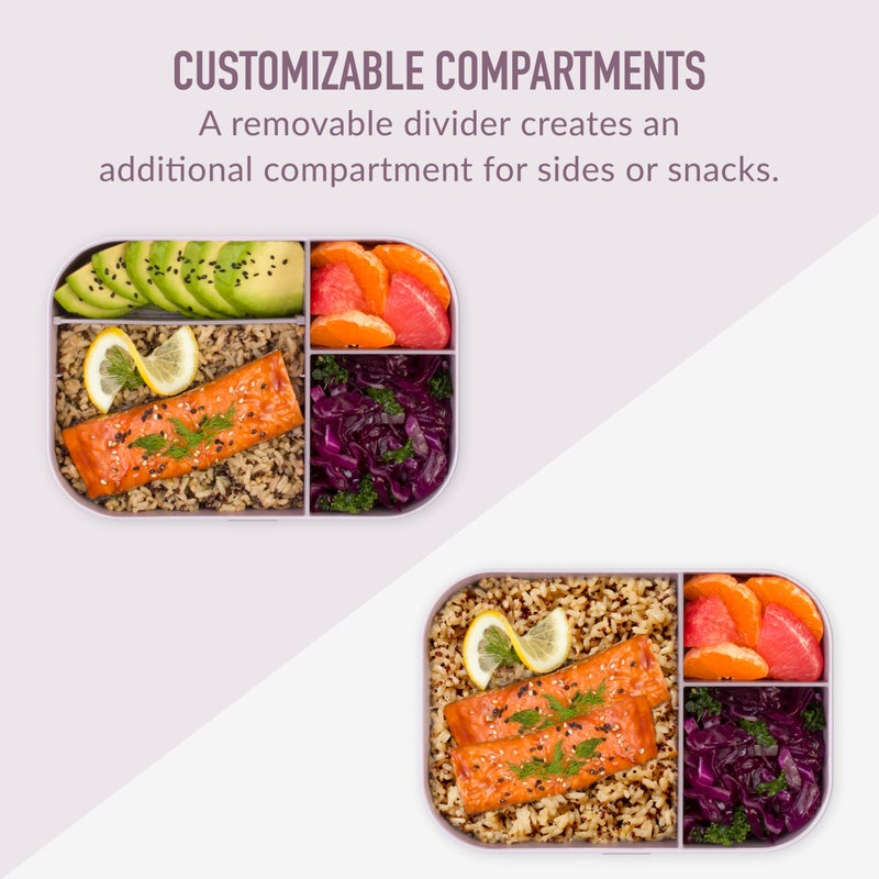 Bentgo® Modern Tray with Matte Lid - Reusable, BPA-Free, Meal Prep Containers for Adults with Removable Divider - 3 or 4 Compartments for Healthy Portioned Meals At Home & On the Go (Orchid) - Image 3