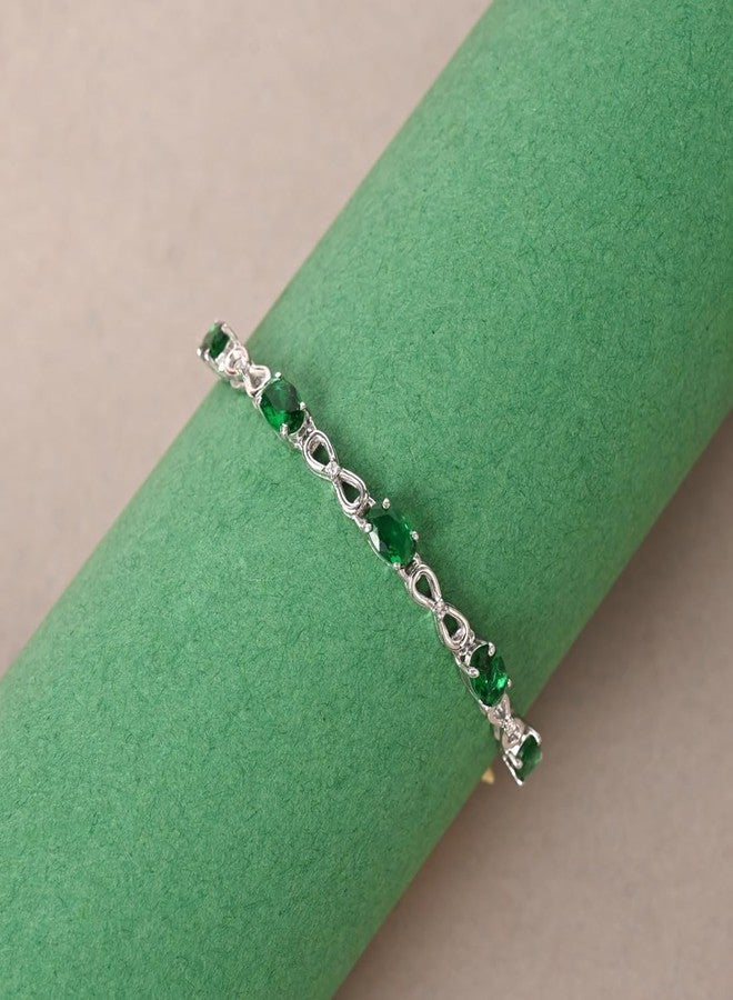 كلارا سوار كلارا من الفضة الخالصة عيار 925 بتصميم إنفينيتي أخضر | قابل للتعديل، مقاوم للصدأ، مرصع بالزركونيا السويسرية | هدية للنساء والفتيات - Image 3