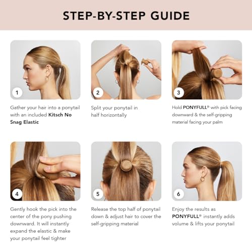 Kitsch PONYFULL Hair Volumizer Tool - Adds Lift and Style To Your Ponytail | Hair Bun Maker for Women | Ponytail Volumizer, Includes 3 No Snag Elastic Ties | Ideal Gifts for Women - (Blonde) - Image 4
