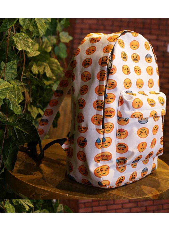 Emoji Unisex Canvas School Book Backpack Shoulder Pack Schoolbag Student Kid Boy Girl Smiley Face School Bag - Image 2