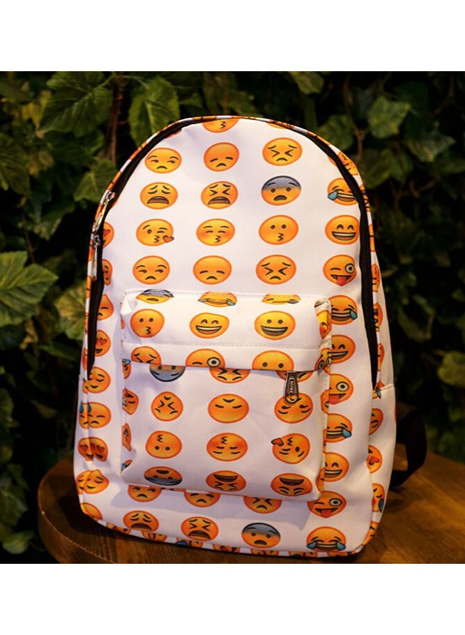 Emoji Unisex Canvas School Book Backpack Shoulder Pack Schoolbag Student Kid Boy Girl Smiley Face School Bag - Image 1