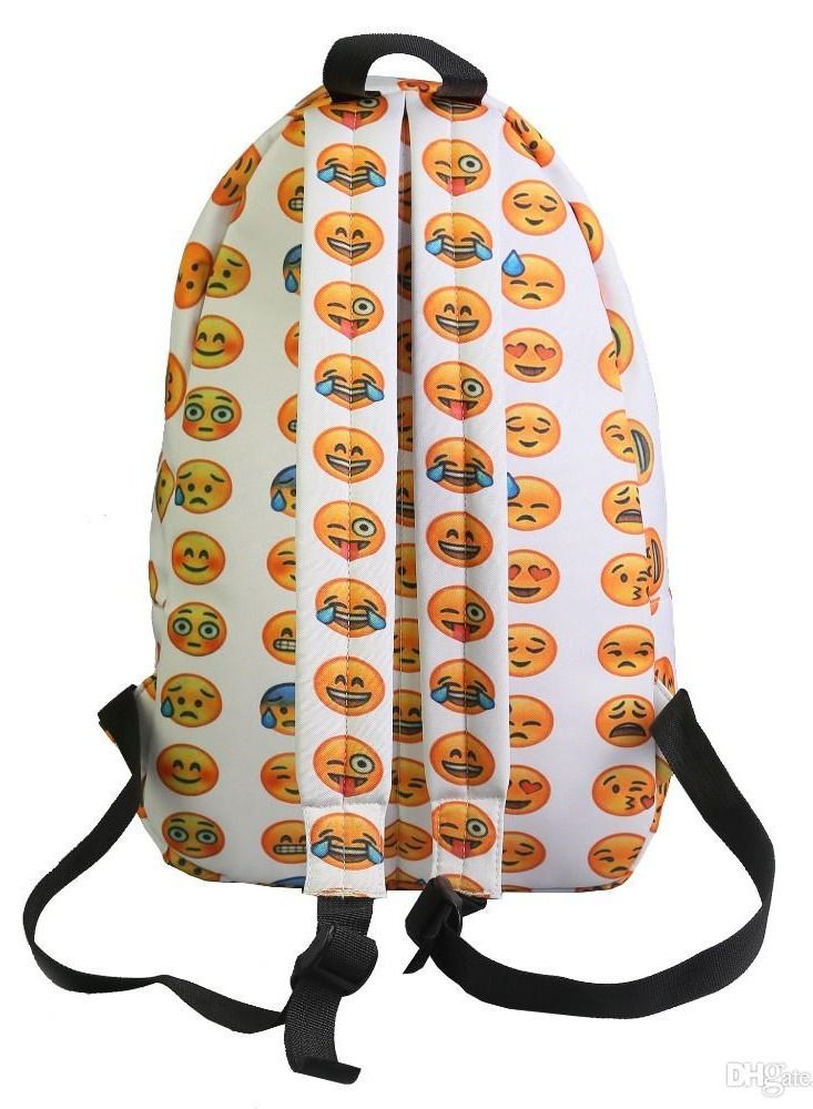 Emoji Unisex Canvas School Book Backpack Shoulder Pack Schoolbag Student Kid Boy Girl Smiley Face School Bag - Image 3