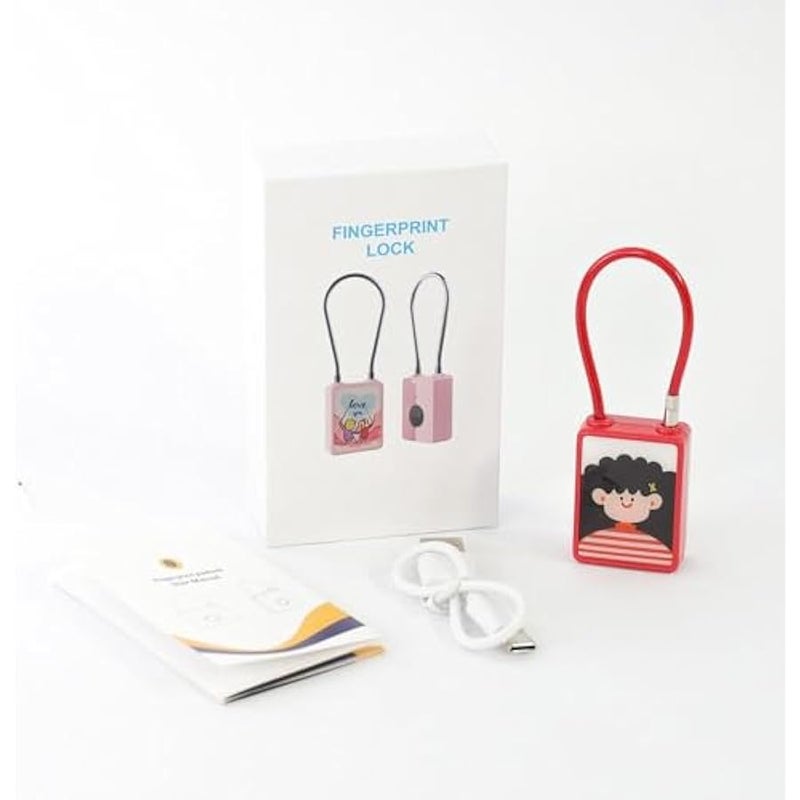 Smart Fingerprint Lock, Fingerprint Unlock, Suitable for Kids and Adults with Multi-Color and Shape Designs, Perfect for Suitcases, Suitcase, School Bag, Sports Clubs, Outdoor Activities (Red) - Image 2