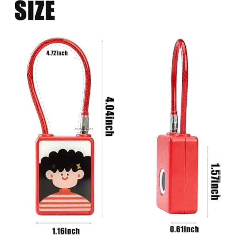 Smart Fingerprint Lock, Fingerprint Unlock, Suitable for Kids and Adults with Multi-Color and Shape Designs, Perfect for Suitcases, Suitcase, School Bag, Sports Clubs, Outdoor Activities (Red) - Image 3