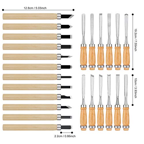 Calary 24Pcs Wood Carving Chisel Set - Kit Including Small and Large Size Wood Carver Set - Image 2