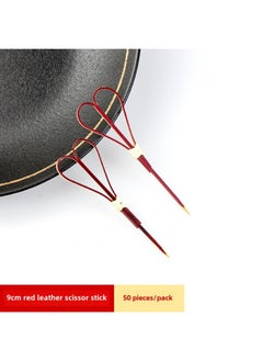Mini Sugar-Coated Berry String Sticker Bamboo Sticker Disposable Special Material Net Red Small String Fruit Sticker Tool-Specifications:Red Leather Scissors/9cm /50