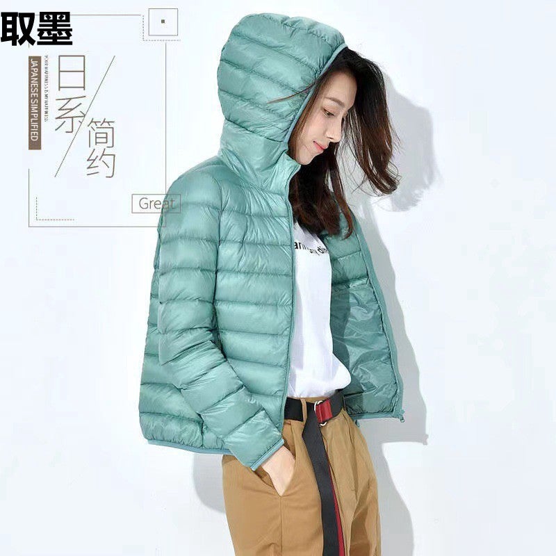 Women'S Short Korean-Style Slim-Fit Lightweight Cotton-Padded Clothes Women'S Vertical Collar F108-P24 Women'S Hooded F109-P26 - Image 3