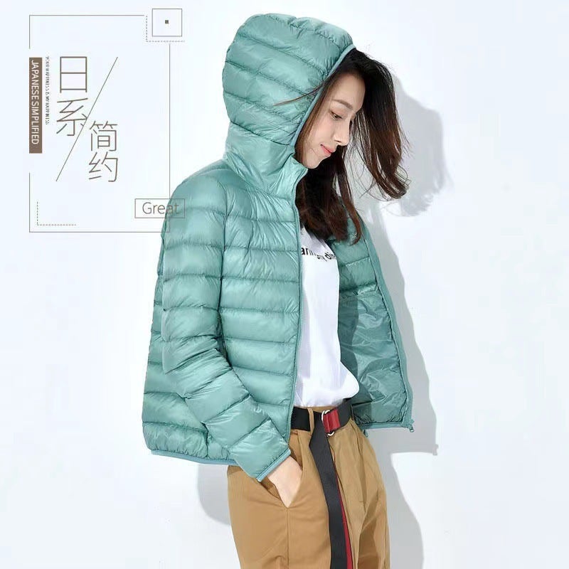 Women'S Short Korean-Style Slim-Fit Lightweight Cotton-Padded Clothes Women'S Vertical Collar F108-P24 Women'S Hooded F109-P26 - Image 1