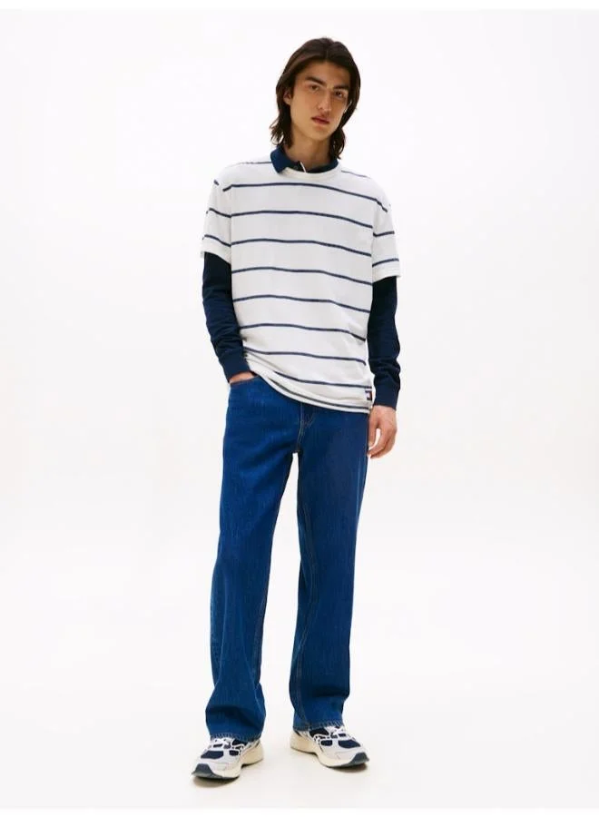 TOMMY JEANS  Textured Stripe Crew Neck T-Shirt for Men | Best Price UAE