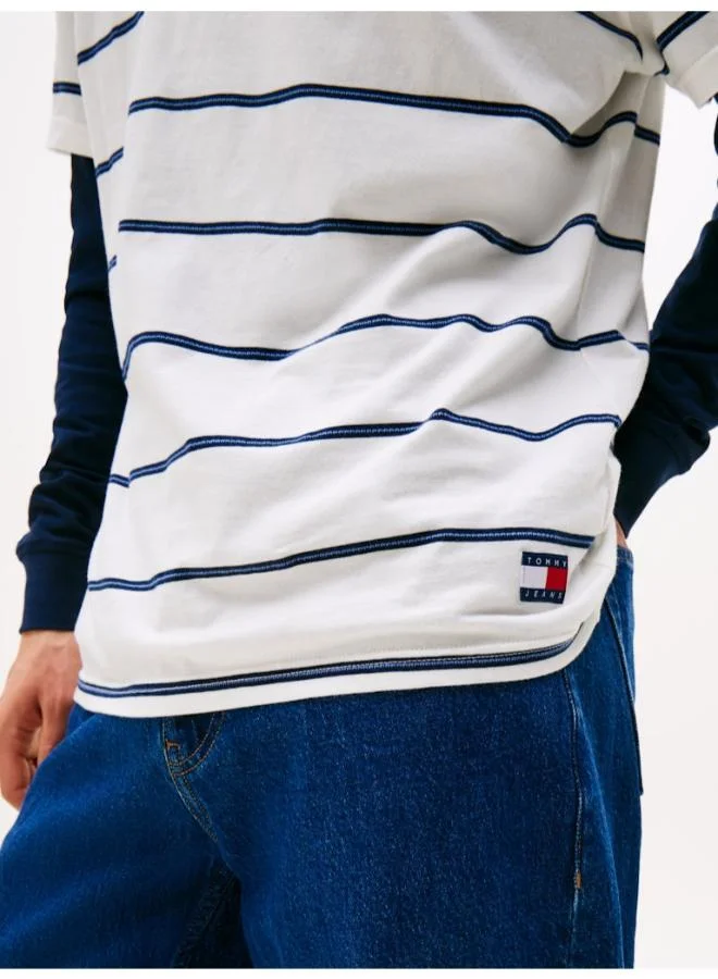 TOMMY JEANS  Textured Stripe Crew Neck T-Shirt for Men | Best Price UAE