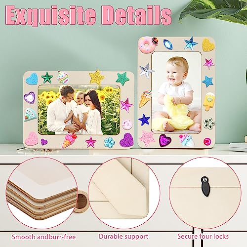 ZOCONE 24 Pcs Wooden Picture Frames for Craft, 7.5"x5.5" Picture Frame Painting Craft Kit, DIY Wood Frame with Stickers, Resin Accessories, Painting Tools, Mothers Day Crafts for Kids to Make - Image 4