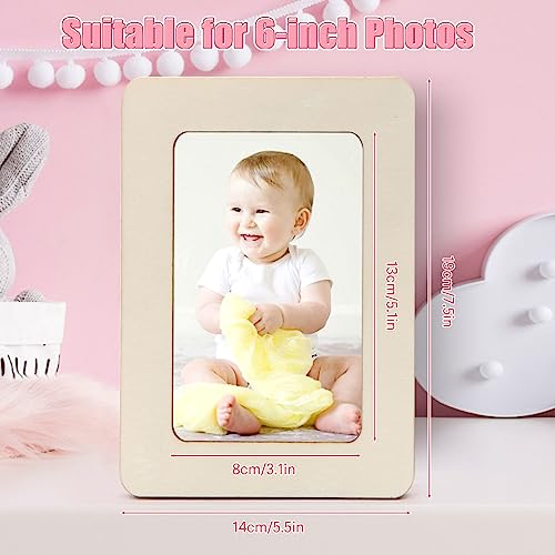 ZOCONE 24 Pcs Wooden Picture Frames for Craft, 7.5"x5.5" Picture Frame Painting Craft Kit, DIY Wood Frame with Stickers, Resin Accessories, Painting Tools, Mothers Day Crafts for Kids to Make - Image 3
