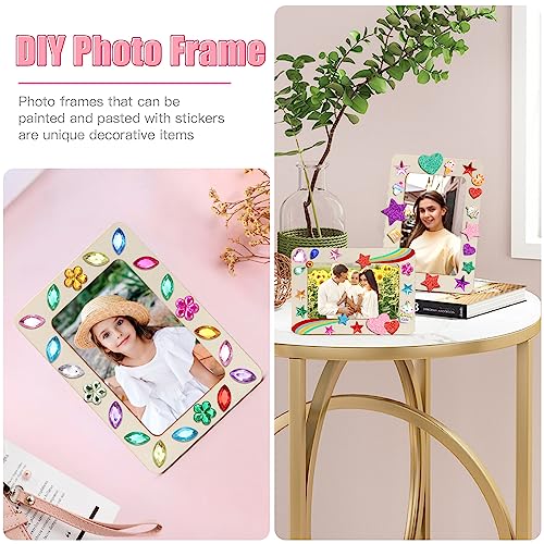 ZOCONE 24 Pcs Wooden Picture Frames for Craft, 7.5"x5.5" Picture Frame Painting Craft Kit, DIY Wood Frame with Stickers, Resin Accessories, Painting Tools, Mothers Day Crafts for Kids to Make - Image 5