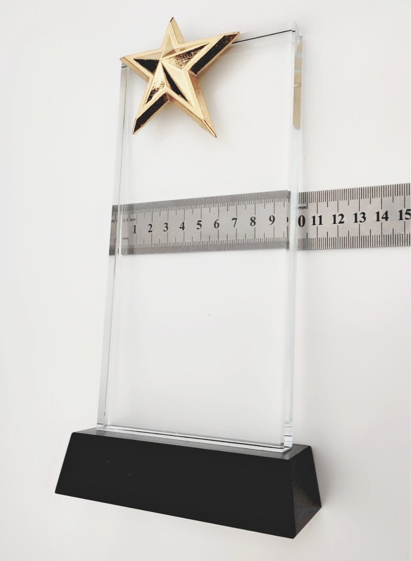 giftex Rectangle shaped crystal trophy award with star on top - Image 5