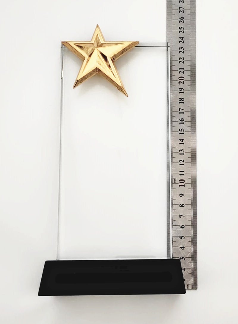 giftex Rectangle shaped crystal trophy award with star on top - Image 4
