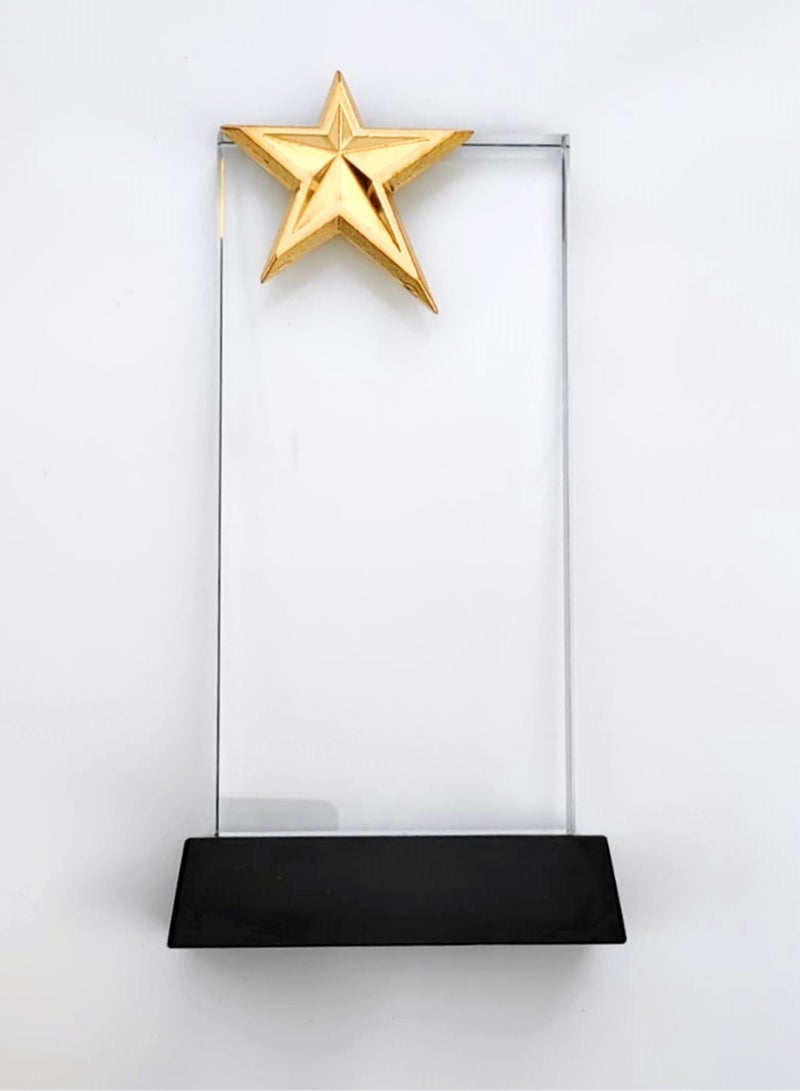 giftex Rectangle shaped crystal trophy award with star on top - Image 2