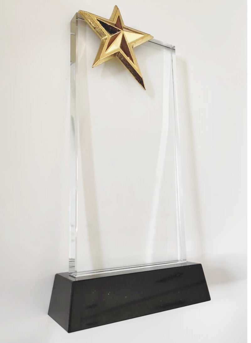 giftex Rectangle shaped crystal trophy award with star on top - Image 3