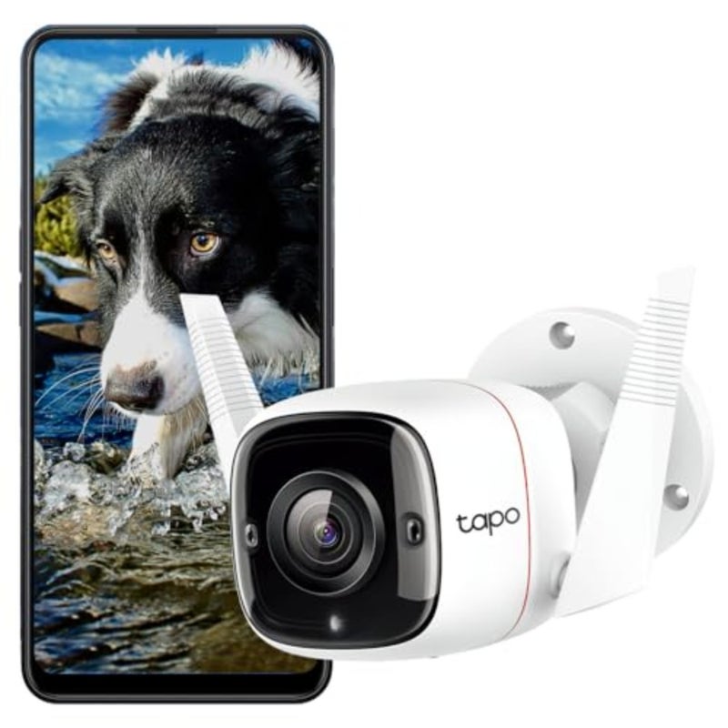 Outdoor security Wi-Fi CCTV camera with 2K resolution, weatherproof plastic housing, black finish, motion and person detection, advanced night vision, sound and light alarm, 2-way audio, compatible with Google Home and Alexa - Image 1