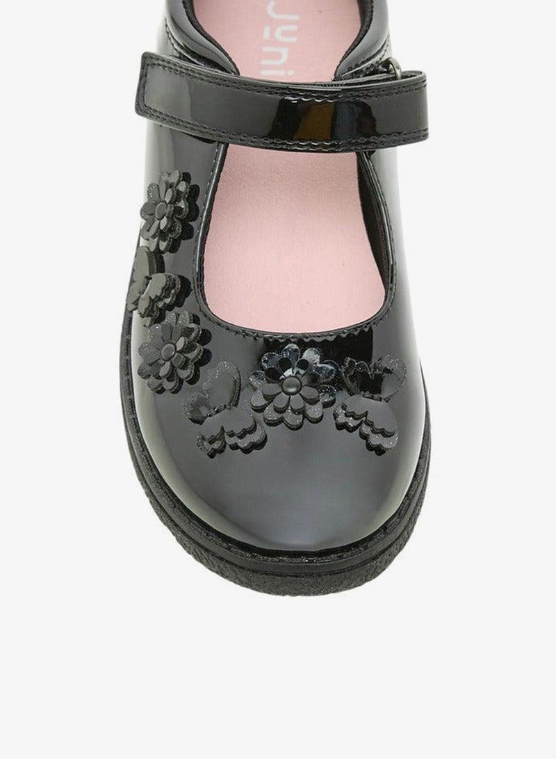 JUNIORS Flower Applique School Shoes With Hook And Loop Closure - Image 4