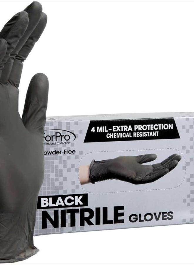 ForPro Professional Collection Disposable Nitrile Gloves, Chemical Resistant, Powder-Free, Latex-Free, Non-Sterile, Food Safe, 4 Mil, Black, Medium, 100-Count  - Image 1