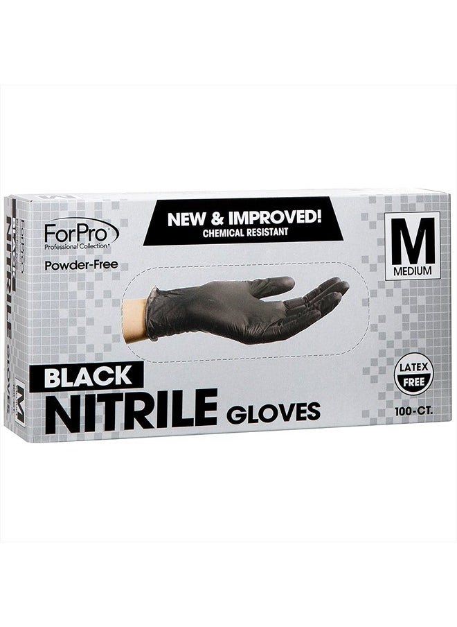 ForPro Professional Collection Disposable Nitrile Gloves, Chemical Resistant, Powder-Free, Latex-Free, Non-Sterile, Food Safe, 4 Mil, Black, Medium, 100-Count  - Image 2
