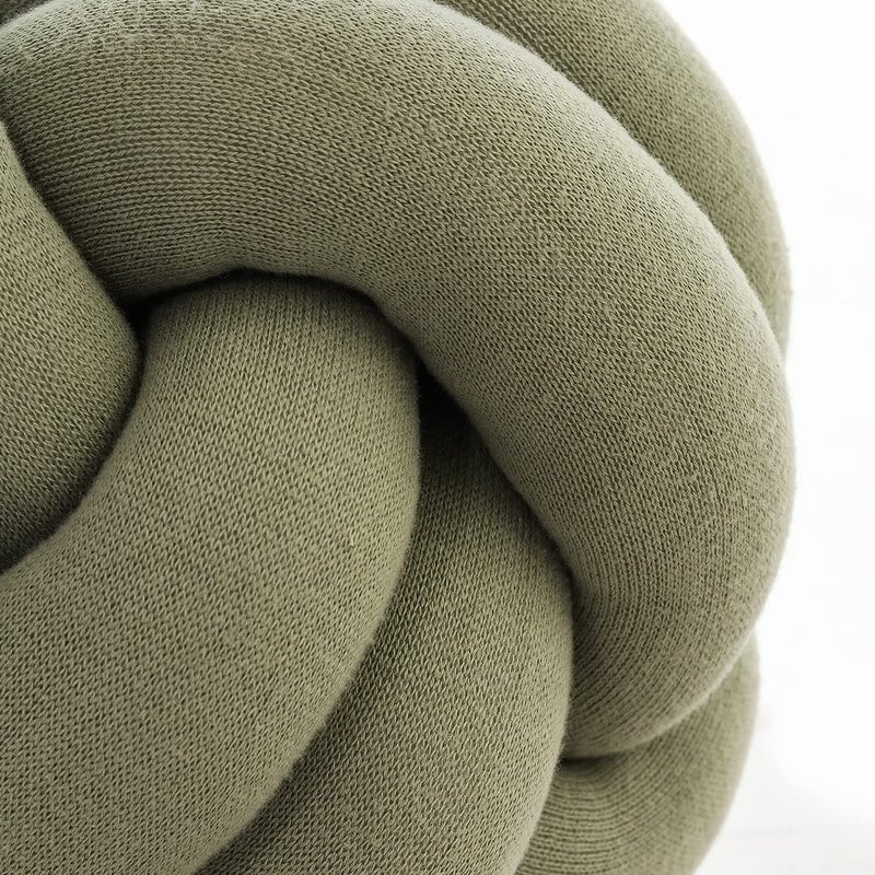 Pluchi Nodo Combed Cotton Knitted Knot Pillow/Knot Pillow for Sofa Pistachio Green Color (30 cm x 30 cm) - Image 3
