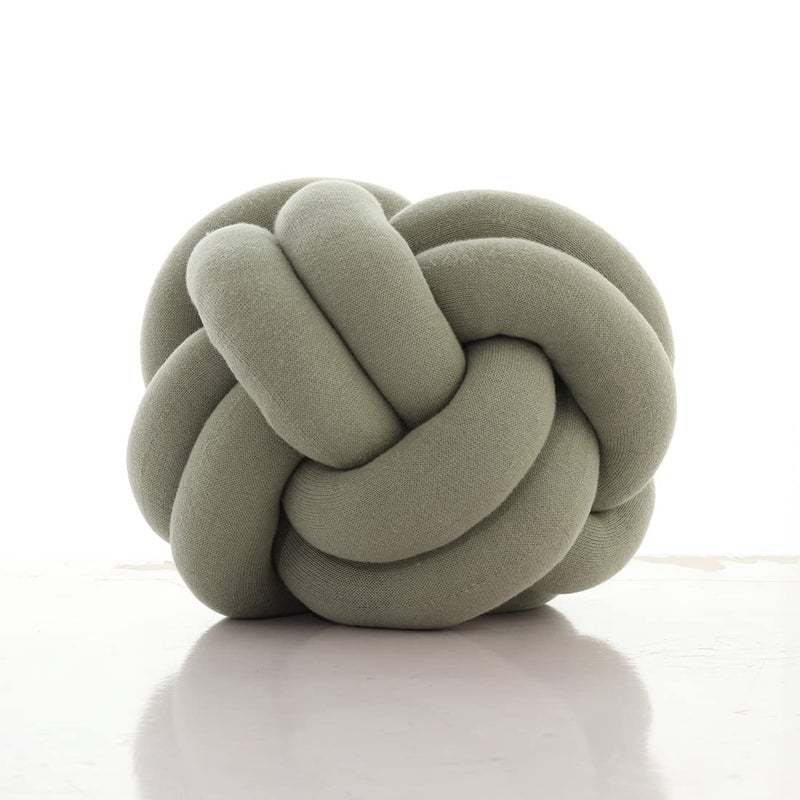 Pluchi Nodo Combed Cotton Knitted Knot Pillow/Knot Pillow for Sofa Pistachio Green Color (30 cm x 30 cm) - Image 1