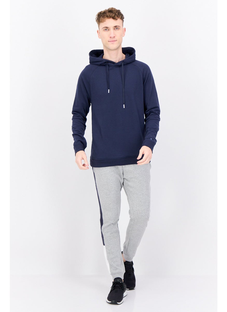 Kenneth Cole Men Active Hooded Solid Long Sleeves Sweatshirt, Navy  - Image 4