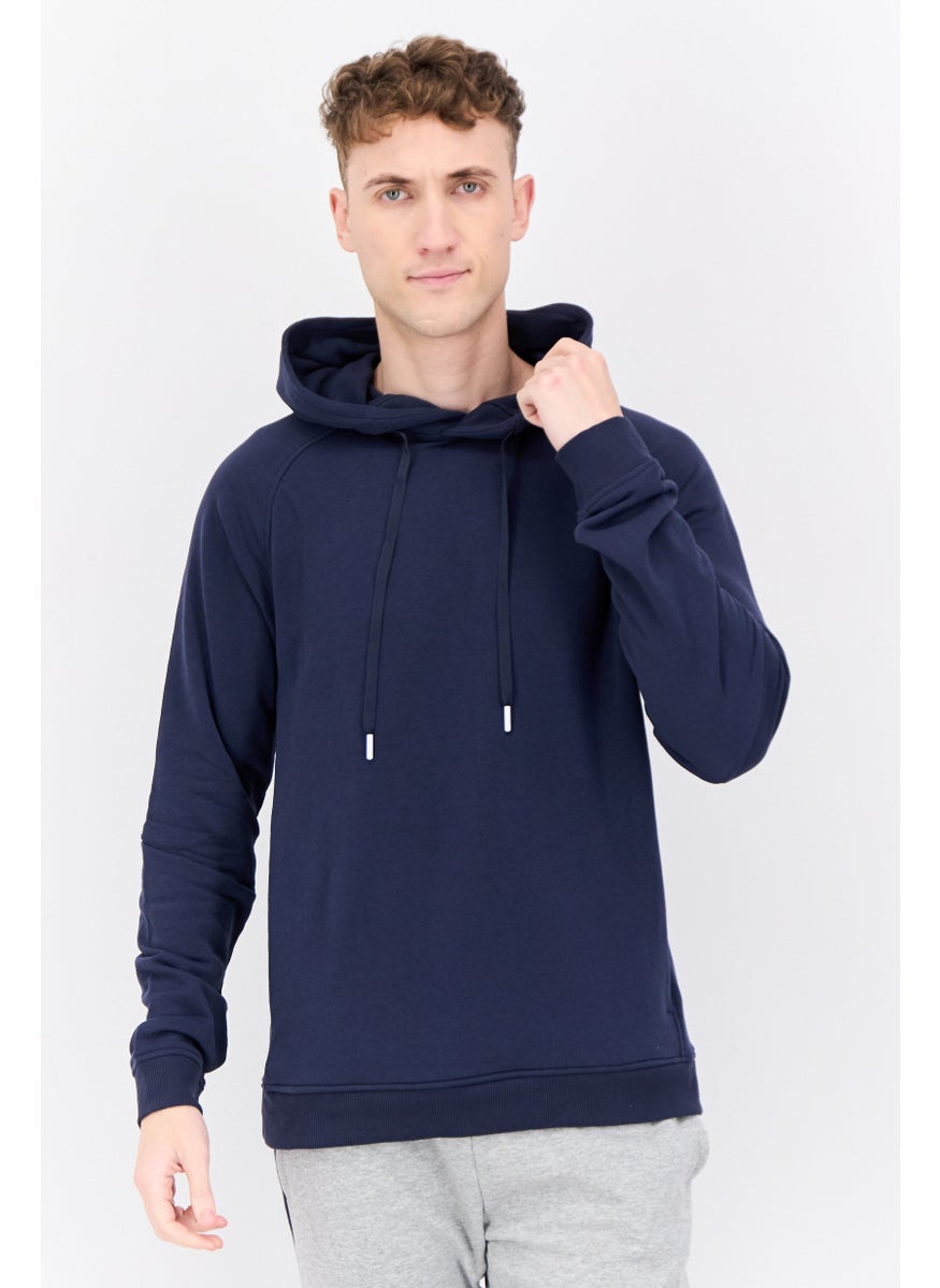 Kenneth Cole Men Active Hooded Solid Long Sleeves Sweatshirt, Navy  - Image 1