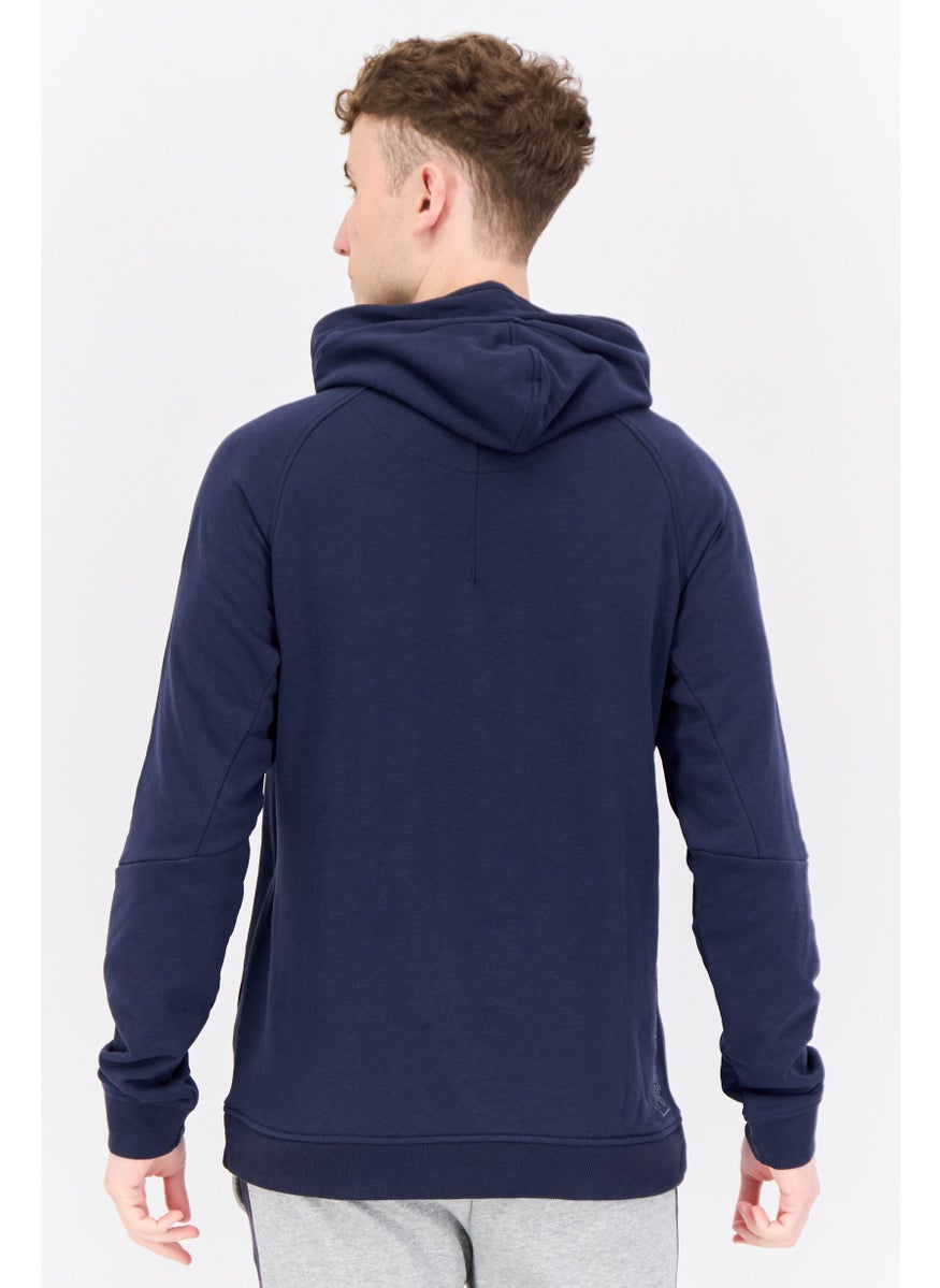 Kenneth Cole Men Active Hooded Solid Long Sleeves Sweatshirt, Navy  - Image 2