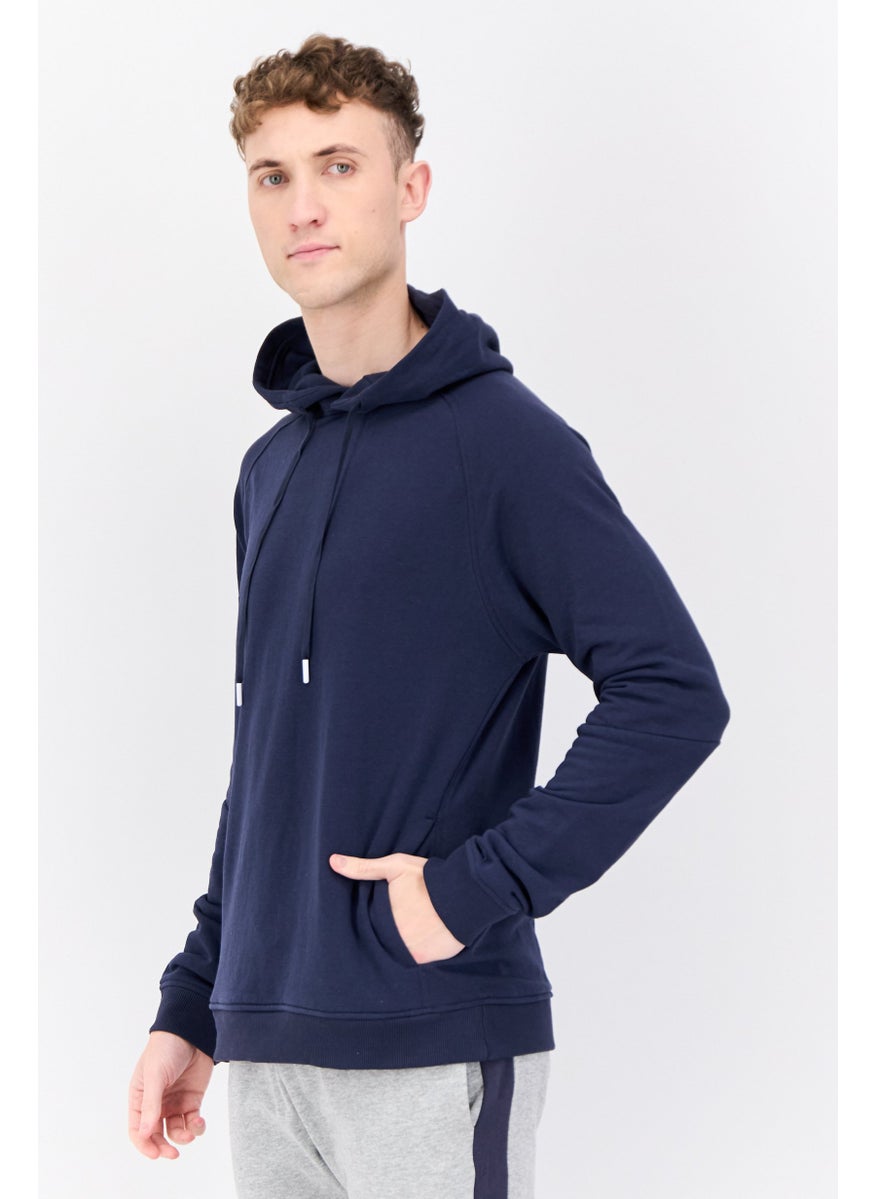 Kenneth Cole Men Active Hooded Solid Long Sleeves Sweatshirt, Navy  - Image 3