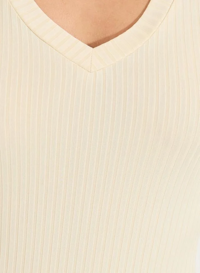 Styli Rib V Neck Bodysuit