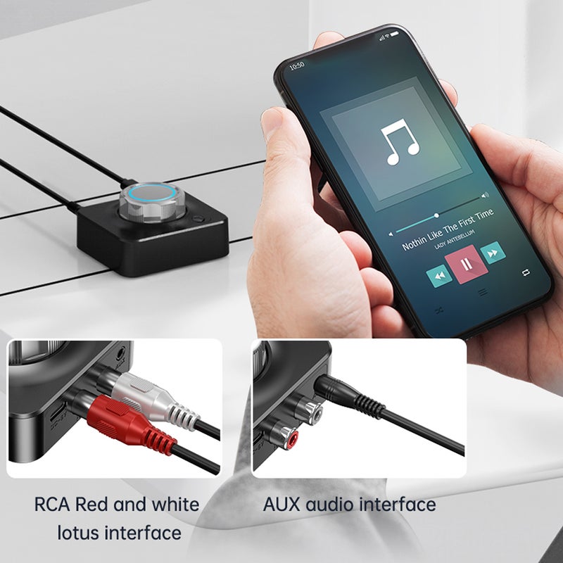 متلقي صوت بلسايت 5.0، مكبر صوت موسيقى استيريو، محول نظام صوت لاسلكي للسيارة مع منافذ RCA ومقابس AUX 3.5 مم 3.5 لمكبرات الصوت المُتوصلة والسماعات - Image 3