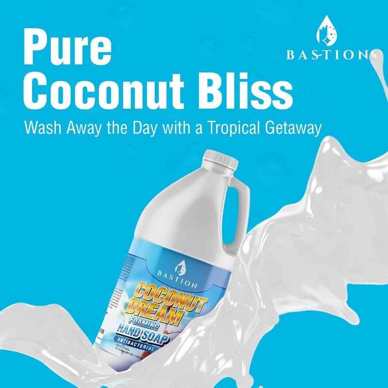 Bastion Antibacterial Foaming Hand Soap - Coconut Dream Hand Wash - Bulk 1/2 Gallon (64 oz) Refill Jug. Coconut Dream Scented. Non-toxic. Made in the USA.(Foaming Dispenser Required) - Image 4