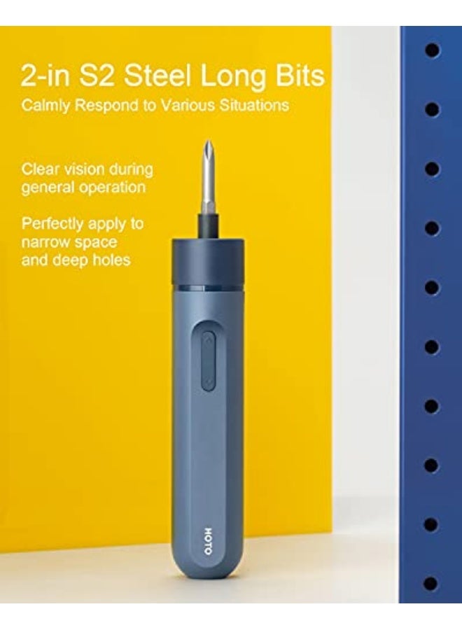 HOTO 3.6V Cordless Electric Screwdriver, 1500mAh, USB Rechargeable Battery, All-in-one Power Screwdriver, Manual-automatic Mode, 2 S2 Steel Long Bits, Ideal for Repairing Circuits/Electronics - Image 4