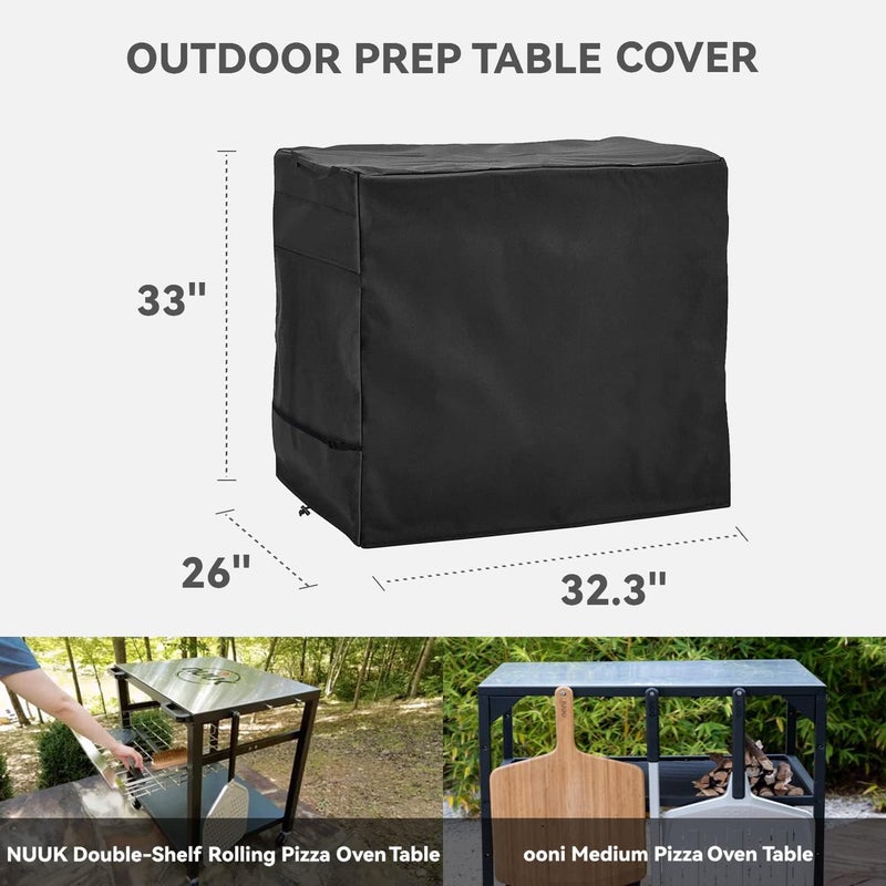 Wnanan Outdoor Pizza Oven Table Cover for Nuuk Three-Shelf Heavy Duty Rolling Outdoor Pizza Oven Table and ooni Pizza Oven Stand Modular Table,600D Heavy Duty Waterproof Cover,Black - Image 2