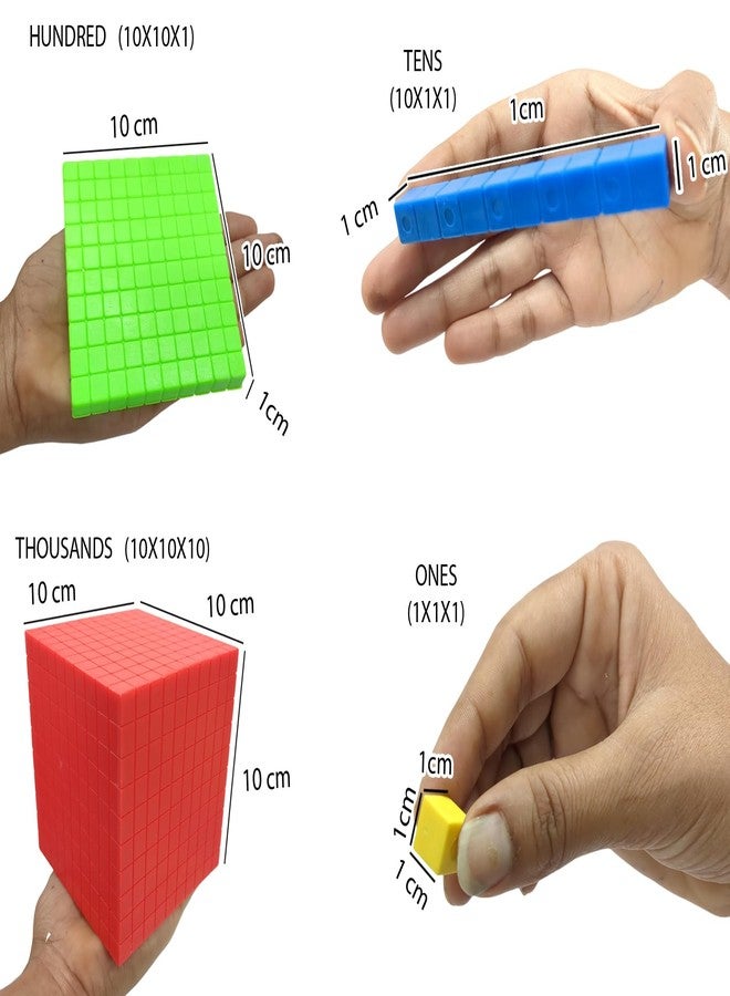 StepsToDo 131 Pieces Multiclour Base Ten Blocks Kit with Place Value Mats and Activity Instruction Book. Teaching Aid. Build Solid Foundation of Number Sense and Place Value. Place Value Blocks. - Image 3