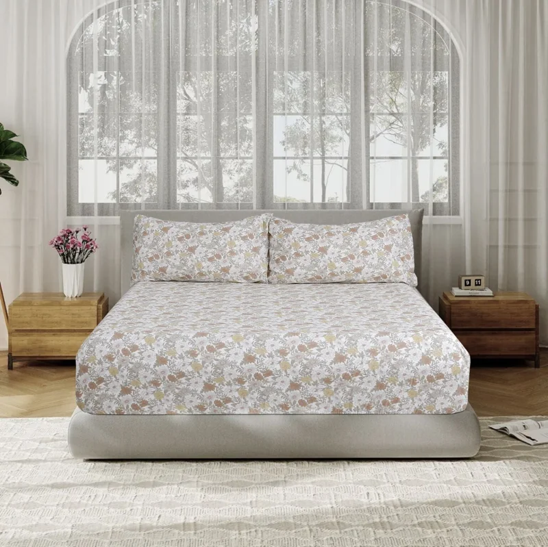 DWELL 200 Thread Count Printed Jardine Fitted Sheet Set