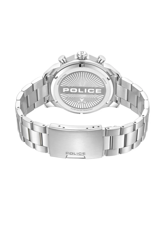 POLICE Men's Rangy Men's 44mm Multifunction Watch with Matte Black Dual-Textured Dial & 316L Stainless Steel Bracelet