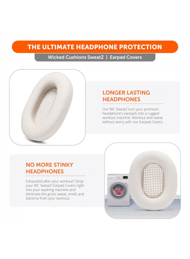 WC WC SweatZ XM5 - Patented Protective Headphone Ear Covers for Sony WH1000XM5 by WC | Only Compatible with Sony XM5 Over Ear Headphones | Sweatproof & Easily Washable | Silver  - Image 2