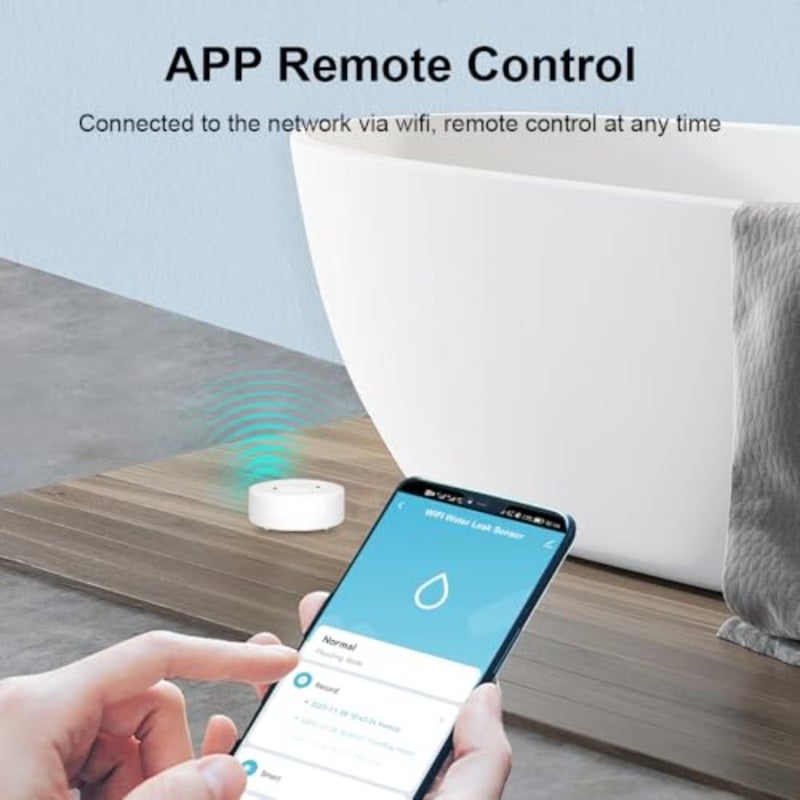 مستشعر إنذار تسرب المياه الذكي Tuya Wifi كاشف تسرب المياه كاشف الفيضانات مع صوت إنذار بصوت عالٍ 100 ديسيبل يعمل مع تطبيق Smart Life - Image 3