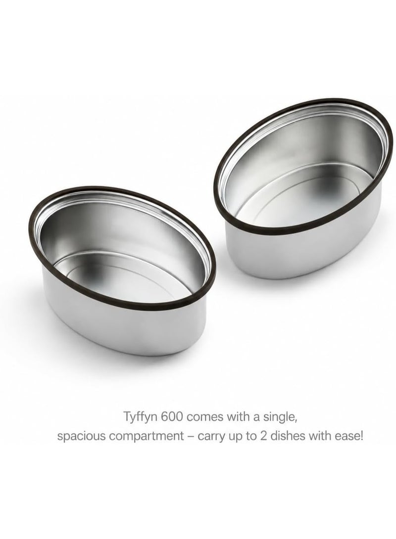 Vaya Tyffyn Blue Polished Stainless Steel Lunch Box for Kids Without Bagmat, 600 ml, 2 Containers, Blue - Image 3