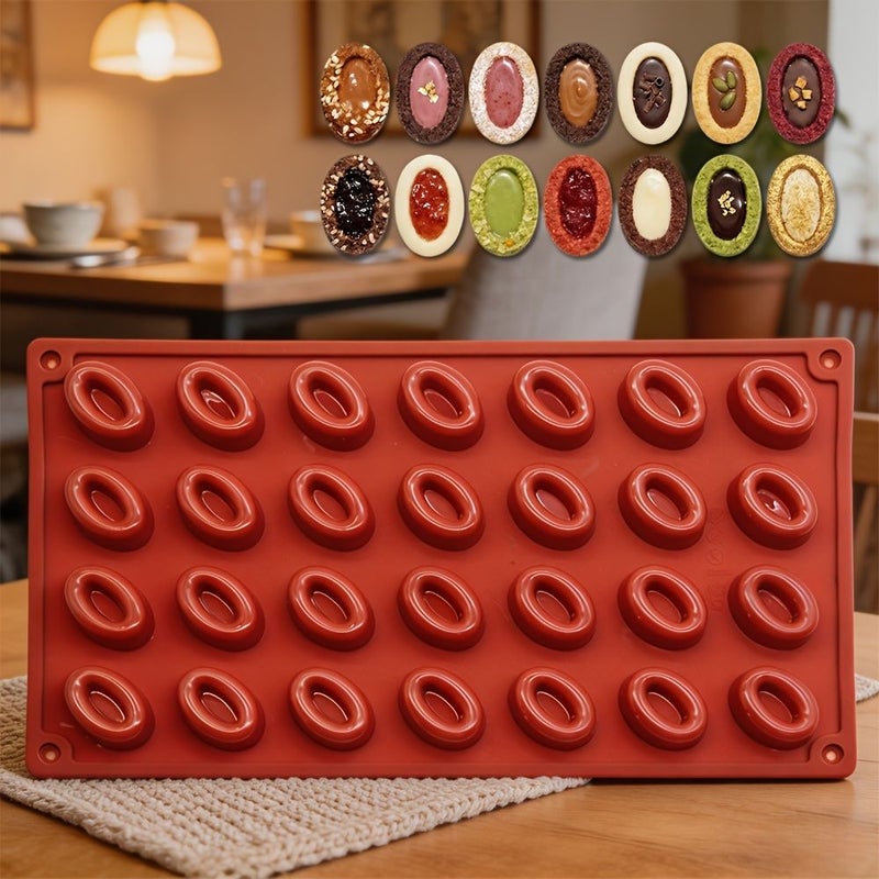 An Oval Silicone Mold with Concave Center for Candy Jelly Chocolate Ice Cube Making Model Qh 1pc Suitable for Refrigerator Oven Microwave Dishwasher Ideal for Birthday Party Family Gathering Christmas - Image 4