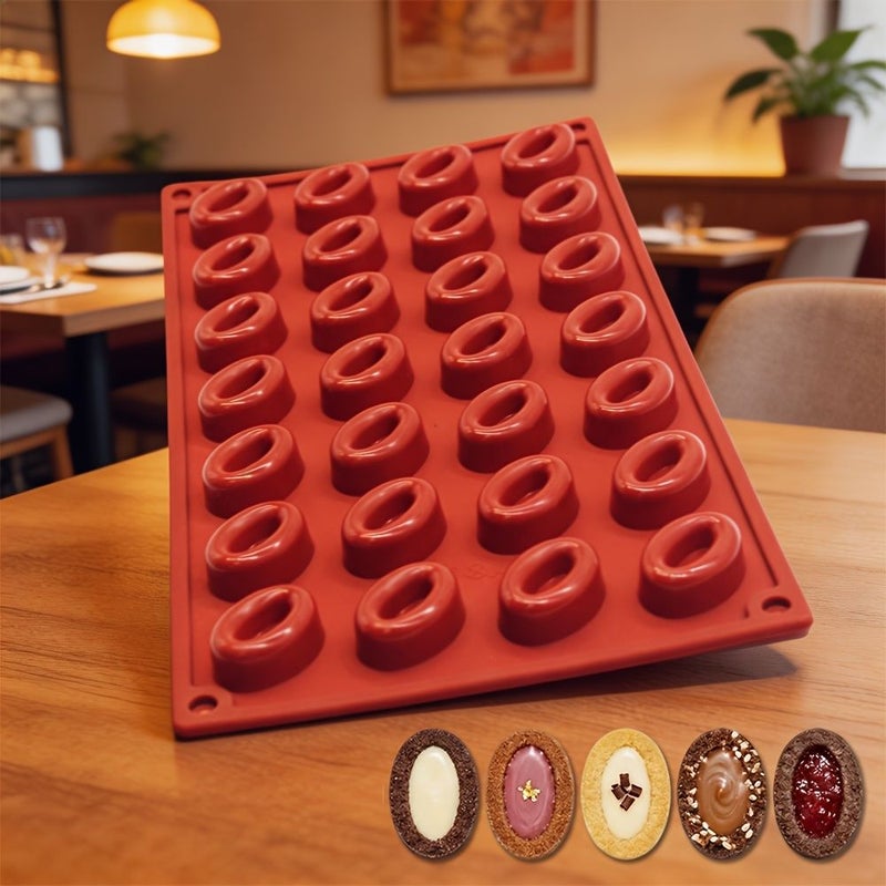 An Oval Silicone Mold with Concave Center for Candy Jelly Chocolate Ice Cube Making Model Qh 1pc Suitable for Refrigerator Oven Microwave Dishwasher Ideal for Birthday Party Family Gathering Christmas - Image 5