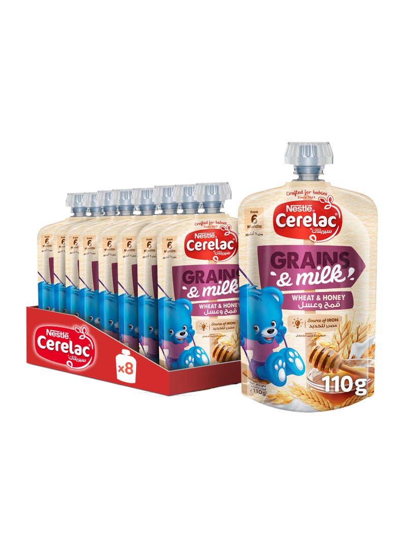 Cerelac Grains And Milk With Wheat And Honey Pouch 8 x 110g  - Image 1