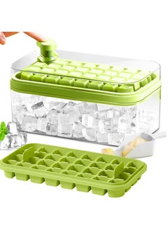 KASTWAVE "Ice Cube Tray with Lid and Bin, 64 Pcs Food Grade PP Sphere Ice Cube Mold Making for Whiskey, Cocktail, Drink(Green） "  - Image 1
