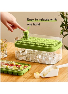 KASTWAVE "Ice Cube Tray with Lid and Bin, 64 Pcs Food Grade PP Sphere Ice Cube Mold Making for Whiskey, Cocktail, Drink(Green） "  - Image 2