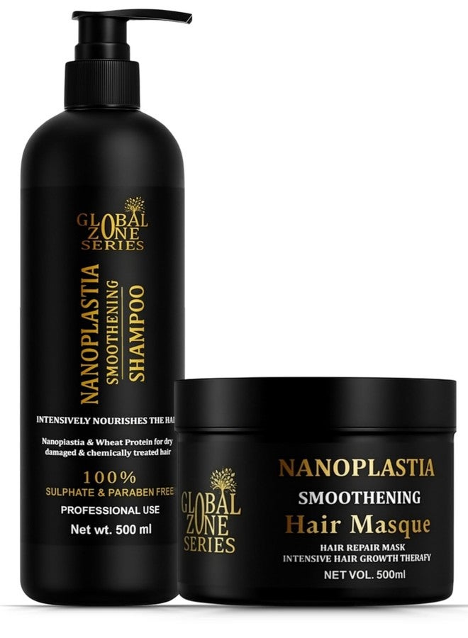 Nexify india Global Zone Series Premium Nanoplastia Smoothening Shampoo and Hair Mask, 500ml Each, Sulphate and Paraben-Free - Image 1